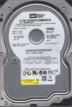 WD800BD Western Digital 80GB SATA 3.5 Inch Hard Drive