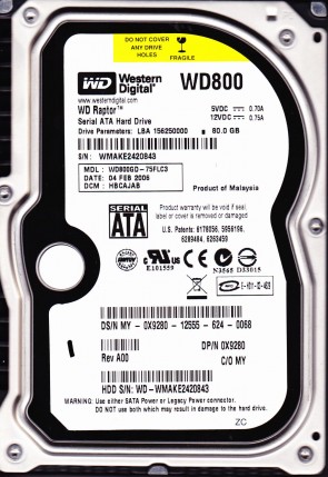 WD800GD Western Digital 80GB SATA 3.5 Inch Hard Drive