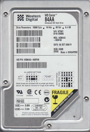 WD84AA Western Digital 8.4GB IDE 3.5 Inch Hard Drive